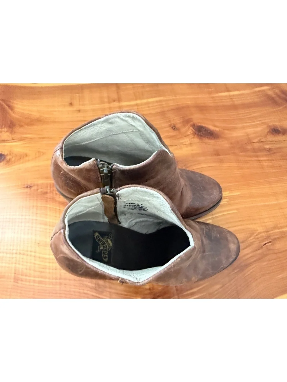 FREEBIRD by Steven Darius Womens Size 9 Brown Leather Zip Ankle Boots Block Heel